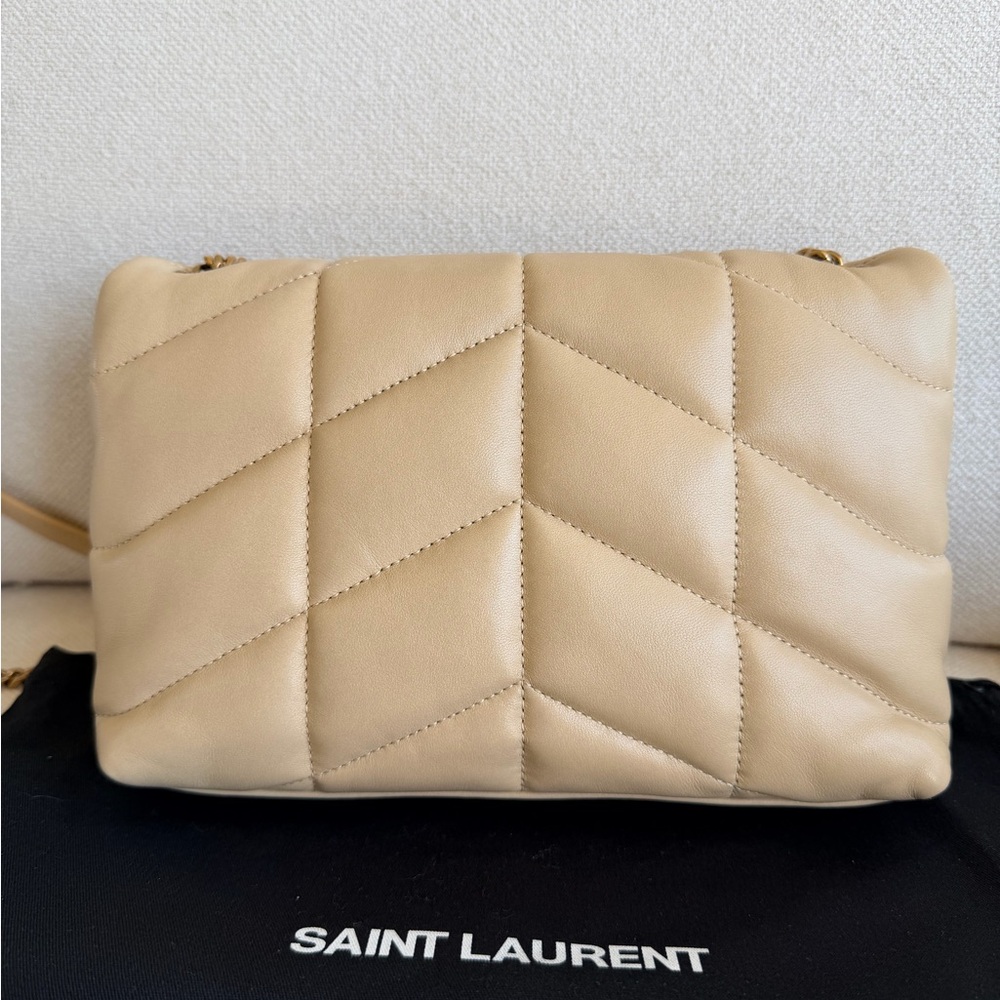 Saint Laurent Toy Puffer Lambskin Quilter Shoulder Bag Beige - Picture 7 of 16